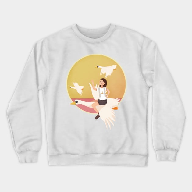 Lovely Fly Gird And Birds Crewneck Sweatshirt by MariaStore